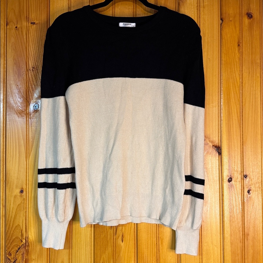 Zeagoo Black and Tan Striped Sweater